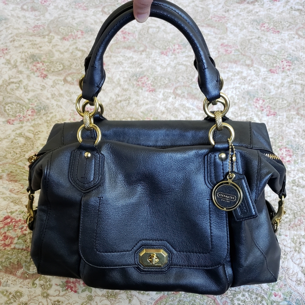 Coach Campbell Leather Turnlock Large Satchel
